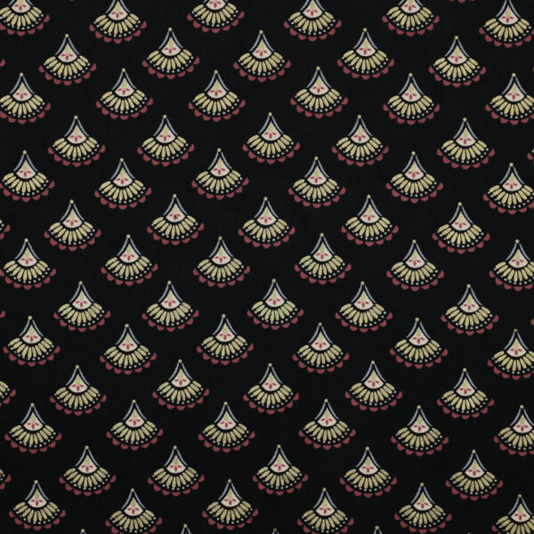 Velours Babycord pailleté motif Bohemien Noir