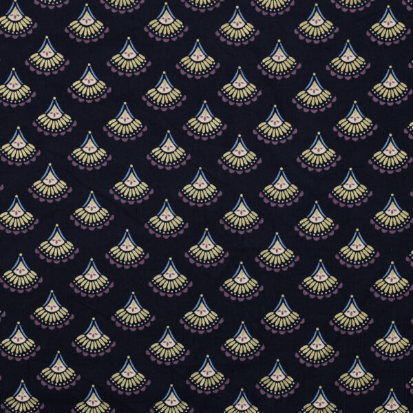 Velours Babycord pailleté motif Bohemien Bleu nuit