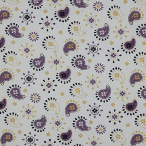 Popeline pailletée motif Cachemire Paisley Blanc