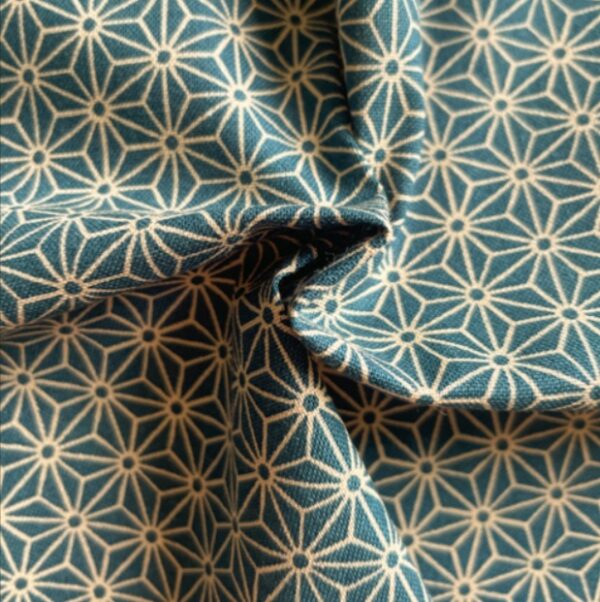 Coton Japonais Sevenberry motif Asanoha bleu canard